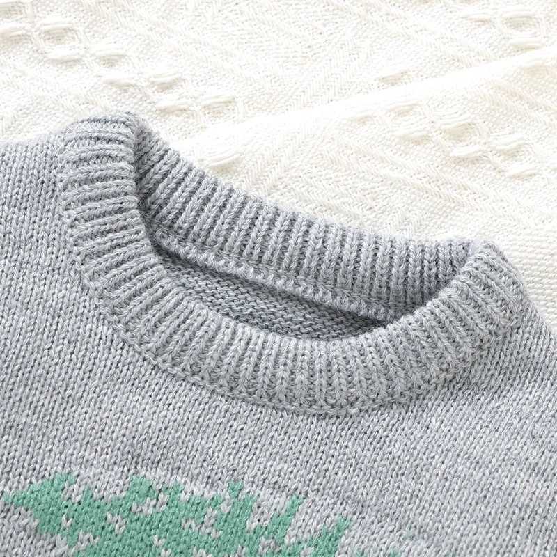 Winter Baby Christmas Sweater Long Sleeve Round Neck Red Truck Printed Knitted Pullover Top for Preschool Girls and Boys Sweater 0-3Y W241025