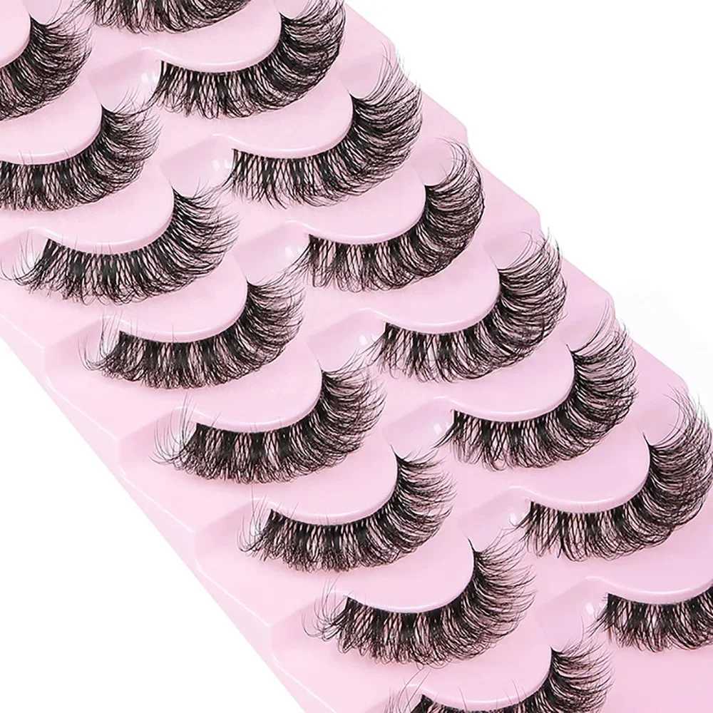 10 pairs of fake eyelashes 6D super fluffy Wispy artificial mink eyelashes cat eye effect dramatic eyelash extension makeupW241024
