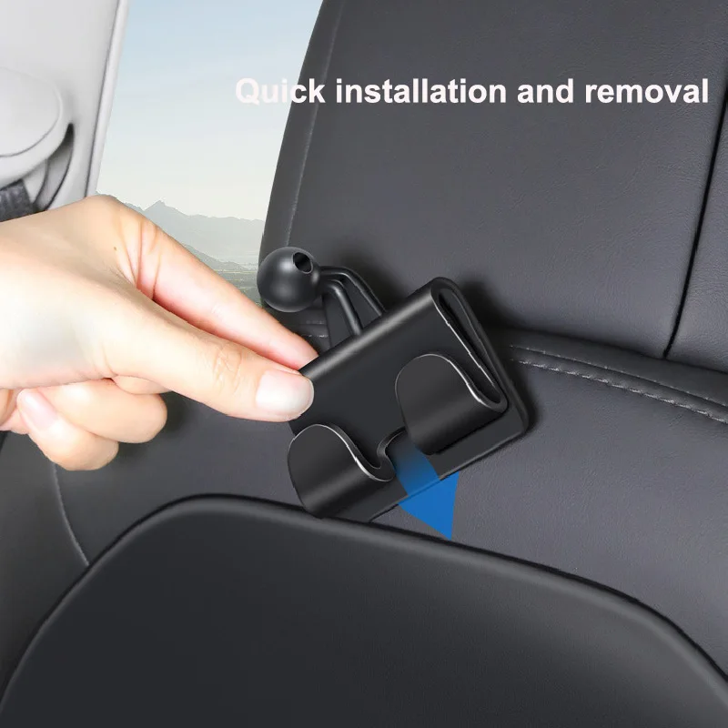 For Tesla Model 3/Y Car Back Seat Phone Holder with 2 hooks 360° Rotate Stand Auto Headrest Bracket Support For Tablet PC iPad Mini