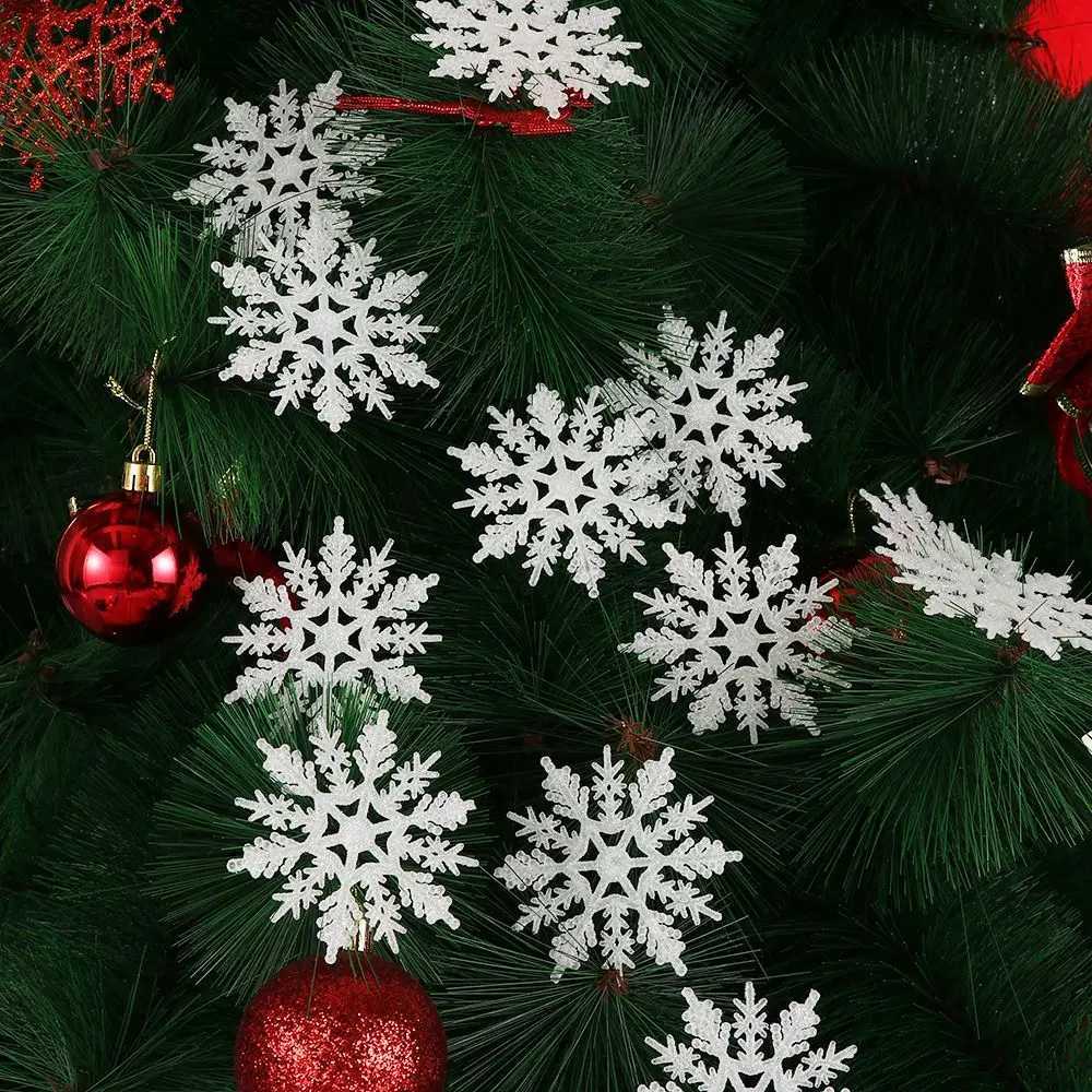 12Pcs 75cm Gold Powder Snowflake for Xmas Charming White Christmas Tree Decor Xmas Party Holiday Christmas Ornaments Home Decor C251030