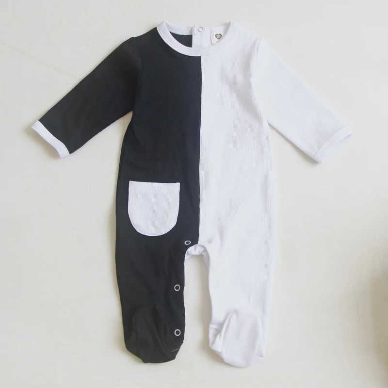 Baby cotton rompers long sleeve girl boy clothes Unisex pocket pyjamas newborn baby footed overalls jumpsuit outfitXJ241025