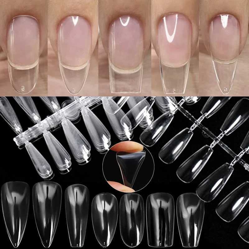 120pcs Clear Nail Extension Press on Nails Coffin Nail Tips Clear Full Cover Long Fake Nails Artificial Press on Long BallerinasXJ241025