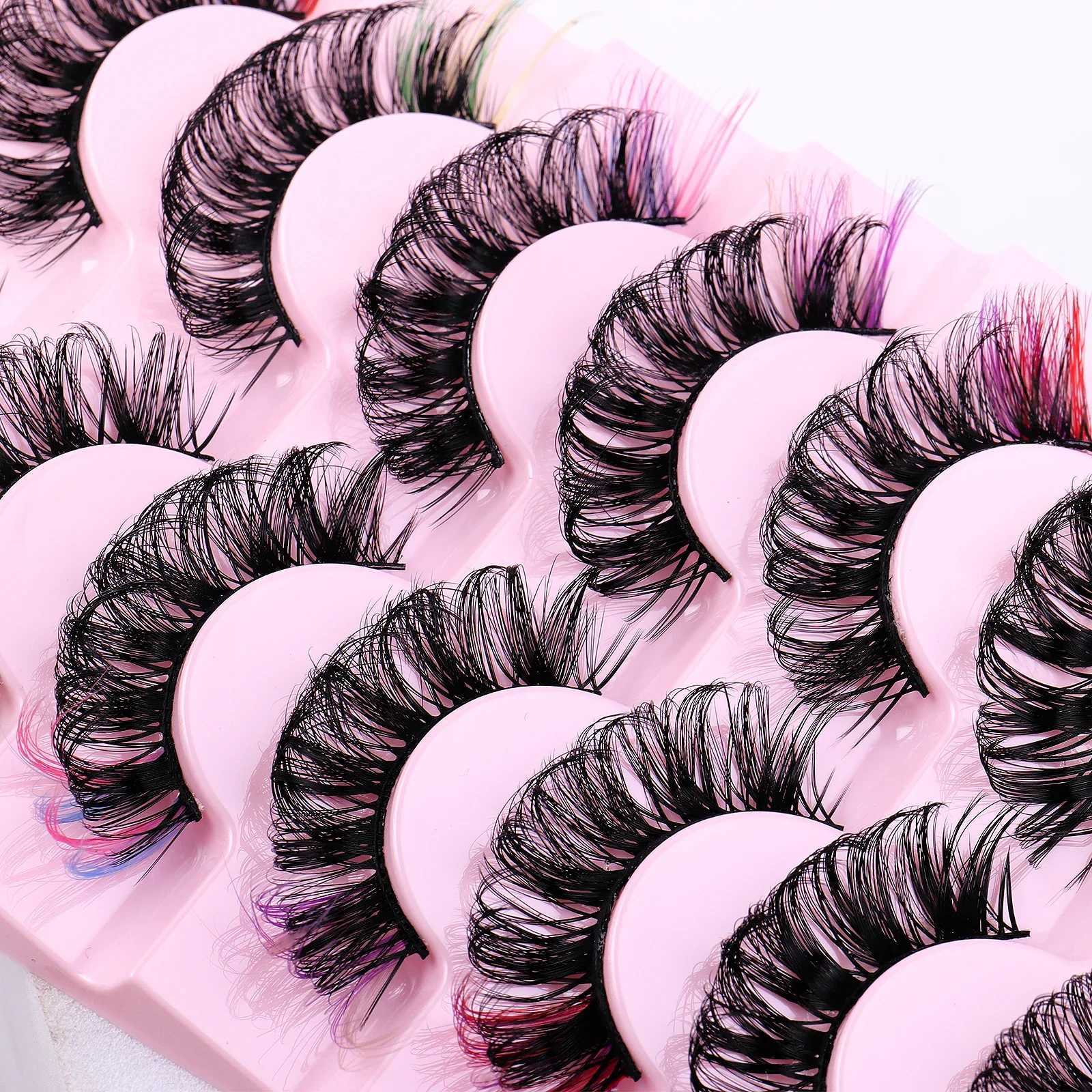 8 pairs of mink colored false eyelashes dramatic eyelash extension natural fluffy eyelashesW241024