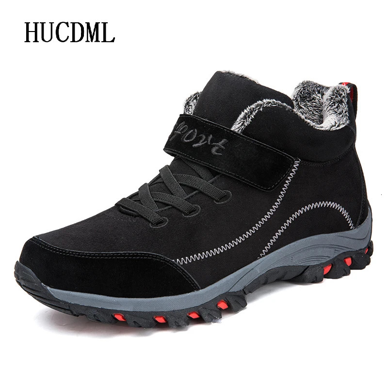 Winter mens shoes 2024 plush leather snow ankle boots outdoor work and leisure shoes anti slip mens shoes platform boots 241024
