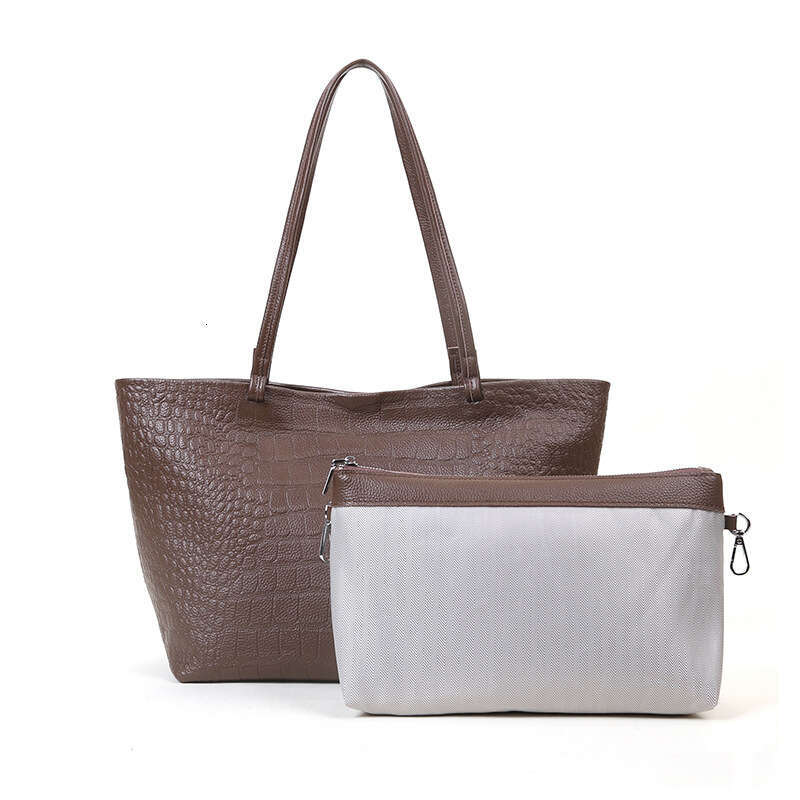 Genuine Leather Women Handbags 2024 Fashion Commuter Shoulder Bag Large Capacity Crocodile Pattern Portable Tote Bags