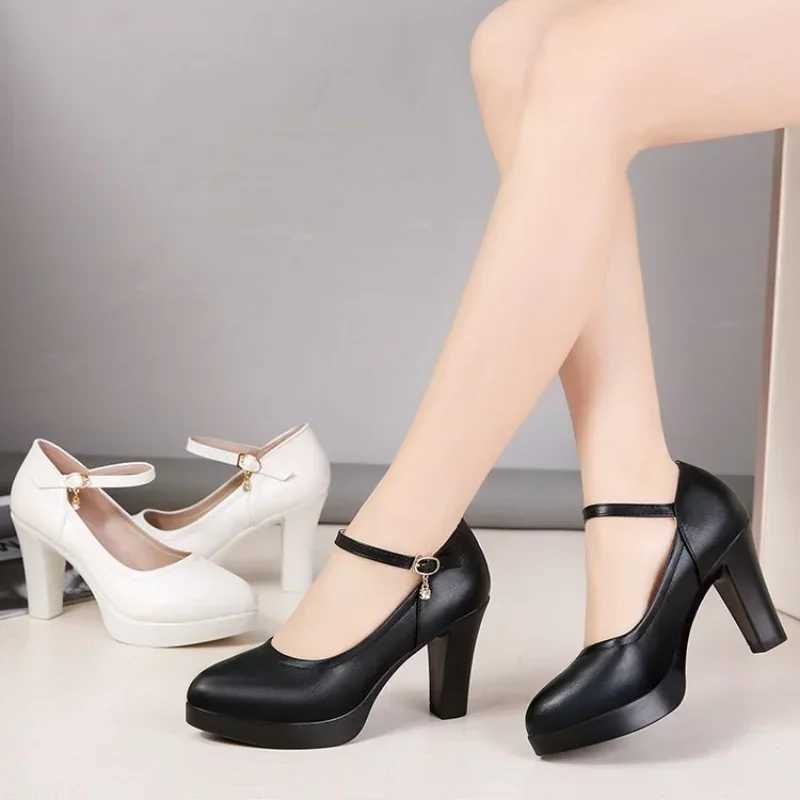 High Quality Comemore White Wedding Shoes Pump Platform High Heels Womens Ankle Strap Womens Party Dance Shoes Elegant Block Foot Pump T241024