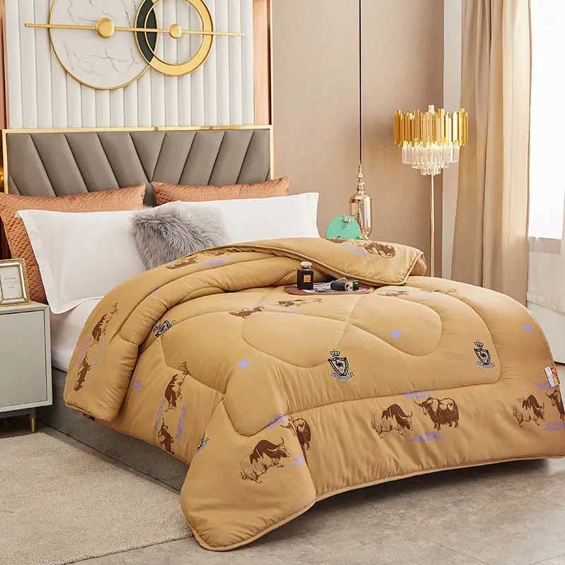 Winter camel hair bedding comfortable and warm bedding weighted blanket camel hair bedding double-layer bedding W241024