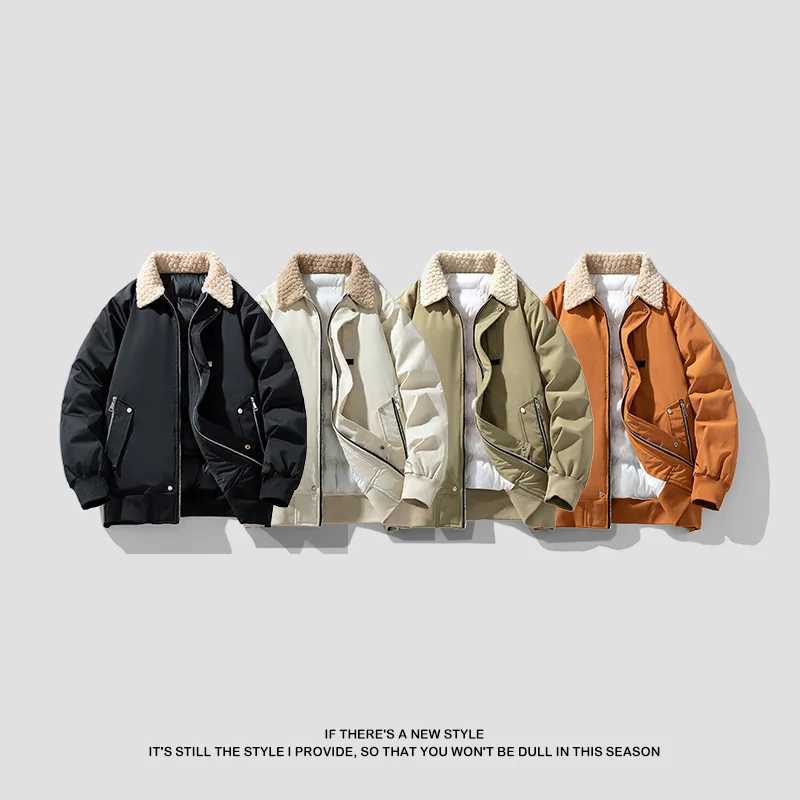 Winter Fashion Cashmere Jacket Mens Warm Coat Fur Collar 2024 Winter Mens Warm Jacket Casual Thickened Parka Mens W241024