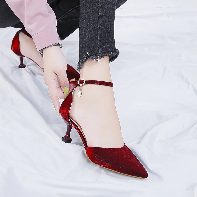 Fashion Solid Color High Heels for Women 2024 Summer Girl Internet Celebrity Sexy Single Word Button Casual Comfortable Shoes for Women 241024