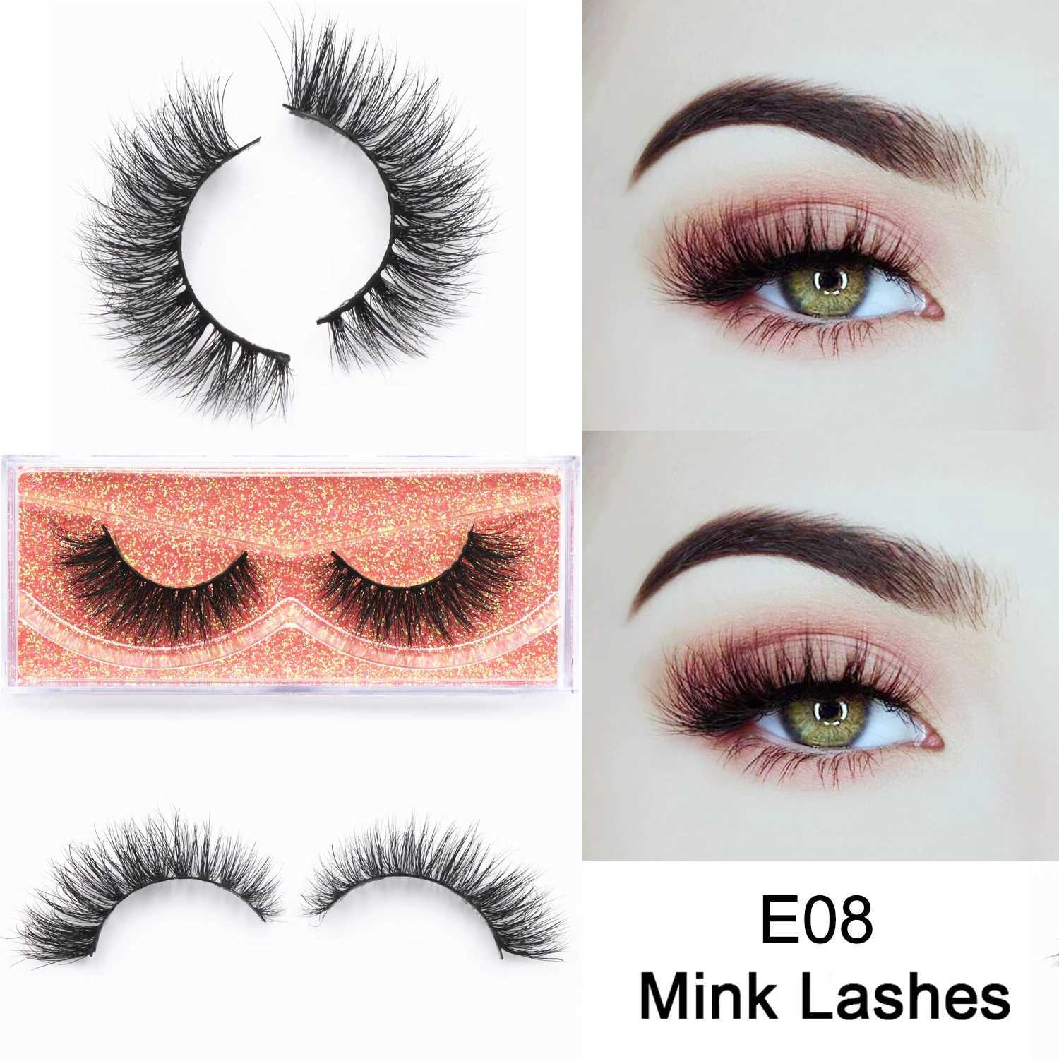 Natural long 3D mink eyelashes short eyelashes 3D mink eyelashes cruel waterless mink false eyelashes handmade eyelashes makeup eyelashesW241024