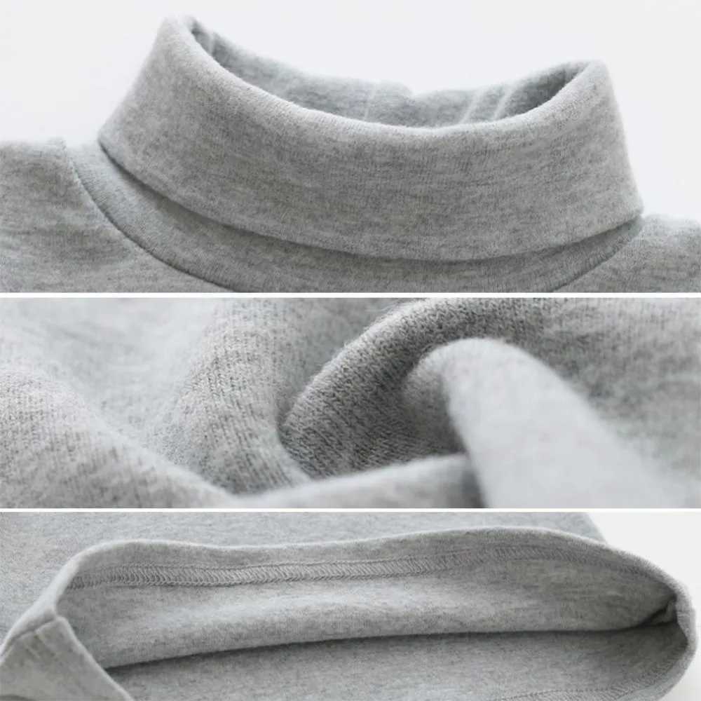 Childrens sportswear for boys and girls warm high neck top T-shirt autumn long sleeved childrens soft T-shirt W241025