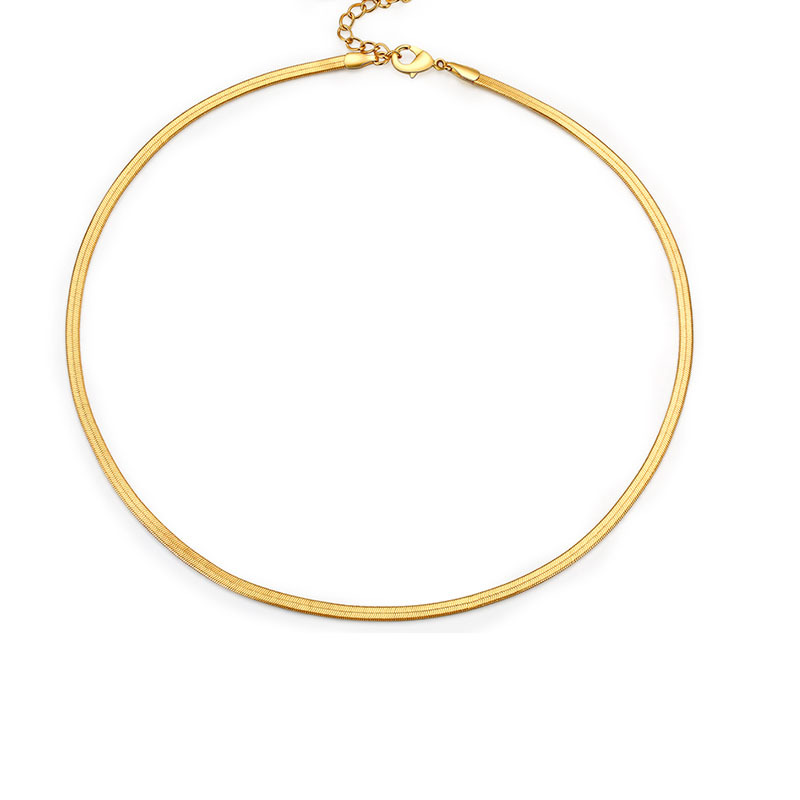 Exquisite Real Gold Sier Plated Choker Necklace Stainless Steel Snake Chain Necklaces For Women Ladies Fine Wedding Jewelry Gift Accessory