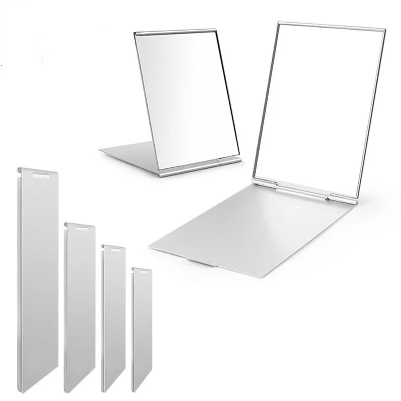 Aluminum Folding Mirror Pocket Mini Portable Makeup Mirrors Travel Hand Small Vanity Foldable Compact Cosmetics Tools 241024