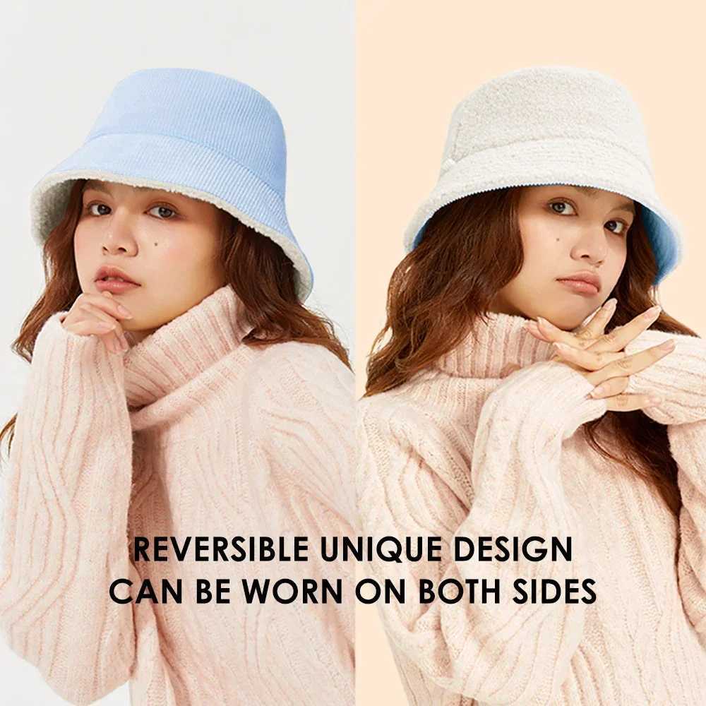 OhSunny Winter Bucket Hat for Women Keep Warm Cap Outdoor Casual Hats For Ladies Girls Riding Windproof 56-58cmX241025