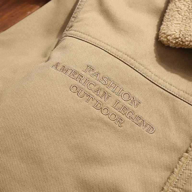 Winter cashmere jacket mens retro thick Flce thread warm wool collar Parka fashion brand windproof motorcycle jacket W241024