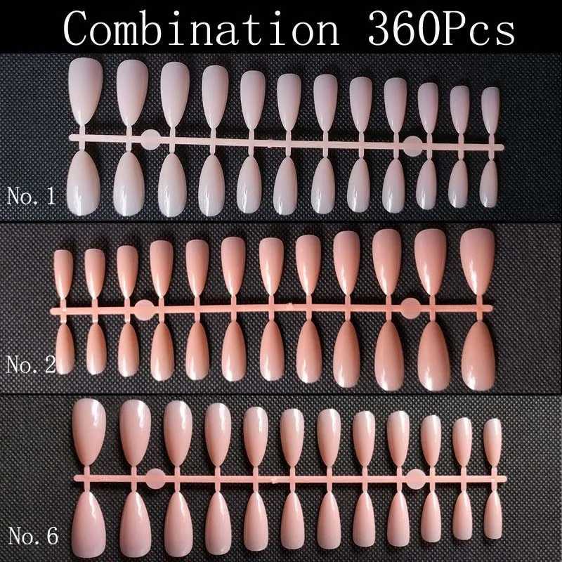 Solid Color Fake Nails Gel X Tips Extension System Full Cover Sculpted Almond Stiletto False Nail Tips 360pcs/bagXJ241025
