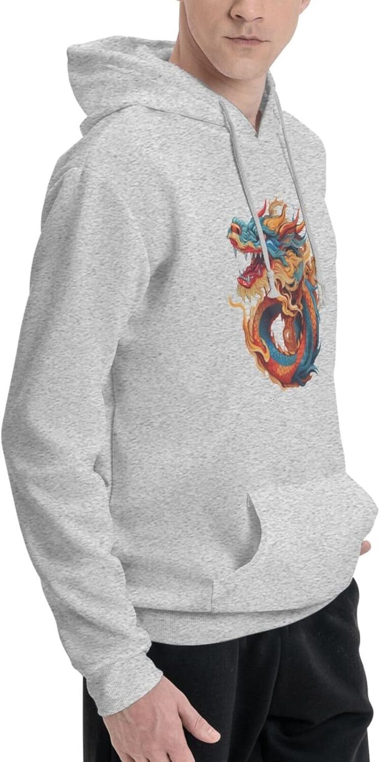 Hoodie for Mens Womens Funny Cartoon Chinese Dragon Print Hoodie for Men Animals Clothing Graphic Hoodies sweatshirt Pullover Long Sleeve