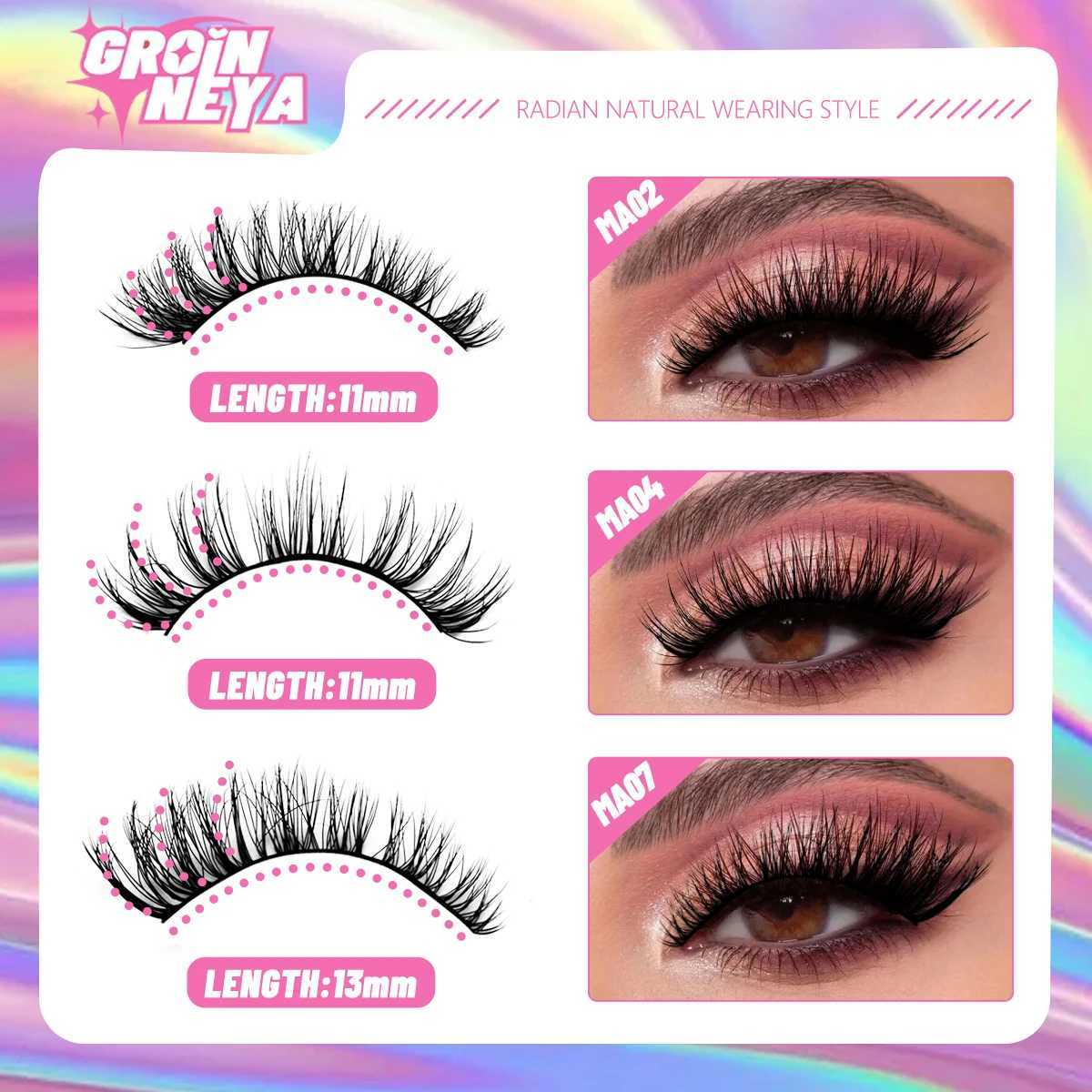 Groinneya 5/7 pairs of eyelash comics natural false eyelashes fluffy and soft cross fairy little devil eyelashes extended makeupW241024