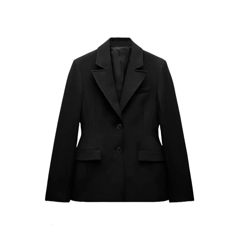 ZW Series Shoulder Padded Slim Fit Suit Jacket For Women Traf Collection With Waist Cinching N Casual