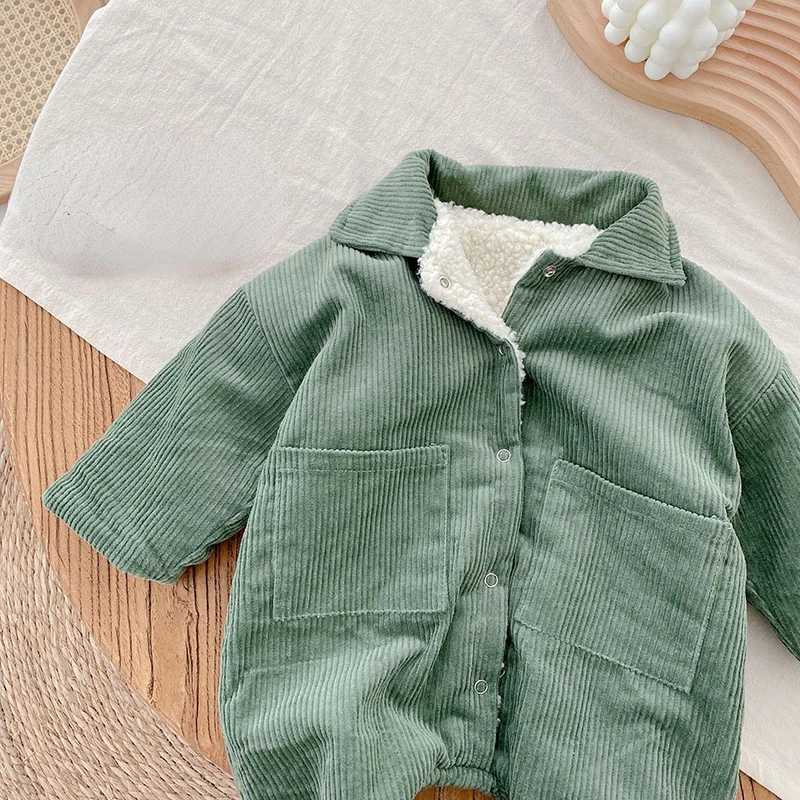 Baby Rompers Corduroy Jumpsuits Fur Lining Girls Clothes Fleece OuterwearXJ241025