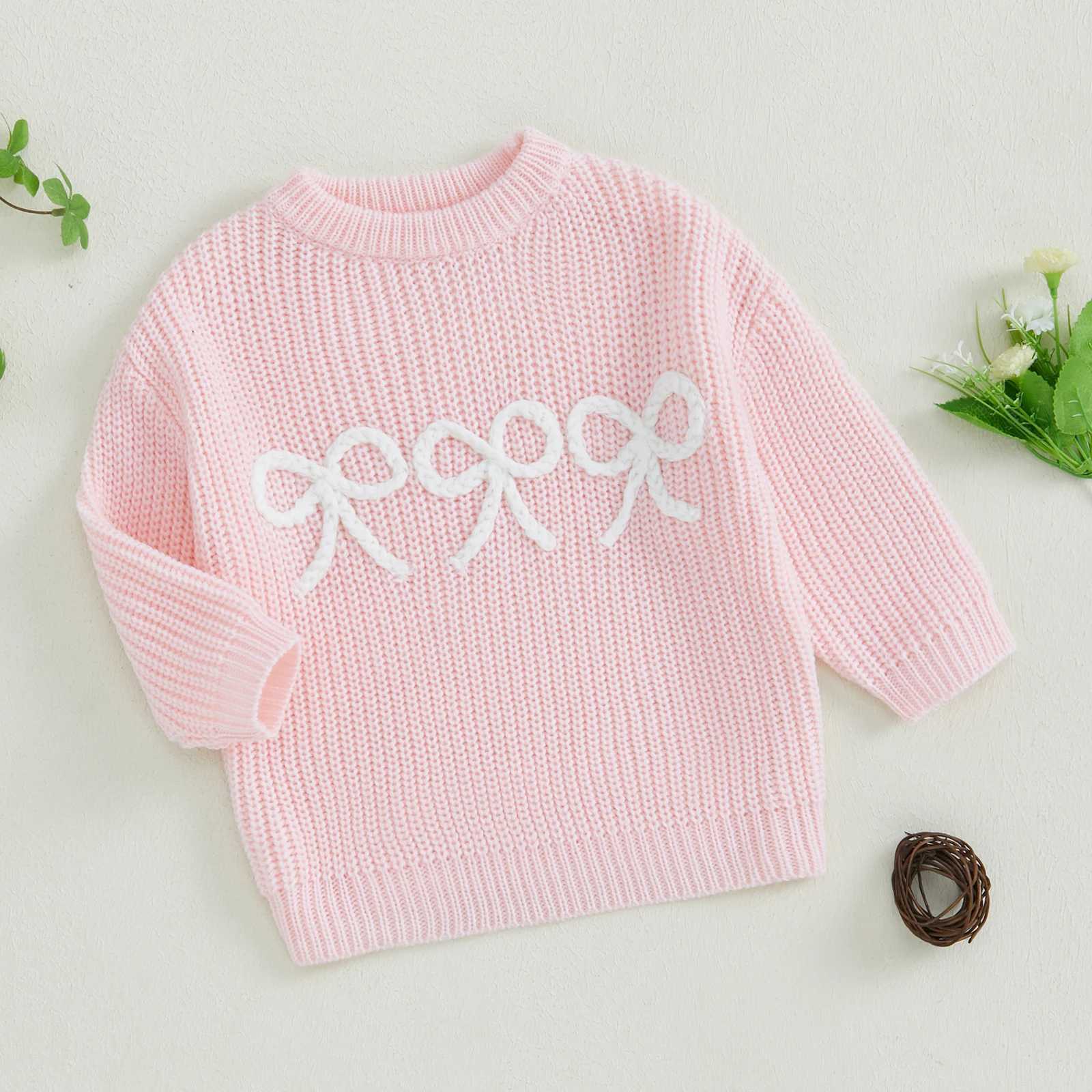 FOCUSNORM 0-7Y 5-color autumn and winter baby girl cute sweater with bow embroidery warm knit long sleeved zipper knit W241025