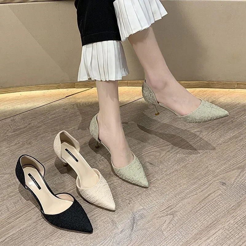 Womens Shoes 2024 Basic Womens High Heels Sexy Party Pump Womens Wrinkles Sliding on Corntoes Super Ultra Thin High Heels Women 241024