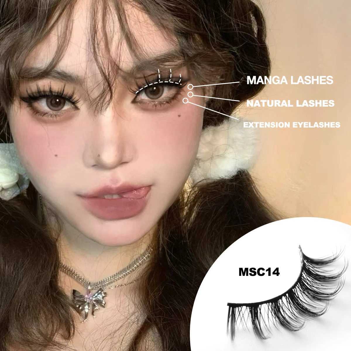 GROINNEYA 5/10 Double Natural False Eyelash Manga Eyelash 3D Artificial Mink Eyelash Soft Wing Natural Real Eyelash ExtensionW241024