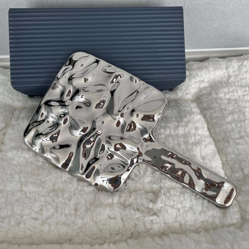 Electroplated Handle Makeup Mirrors Beauty Portable Round Hand Square Small Make Up Mirror 241024