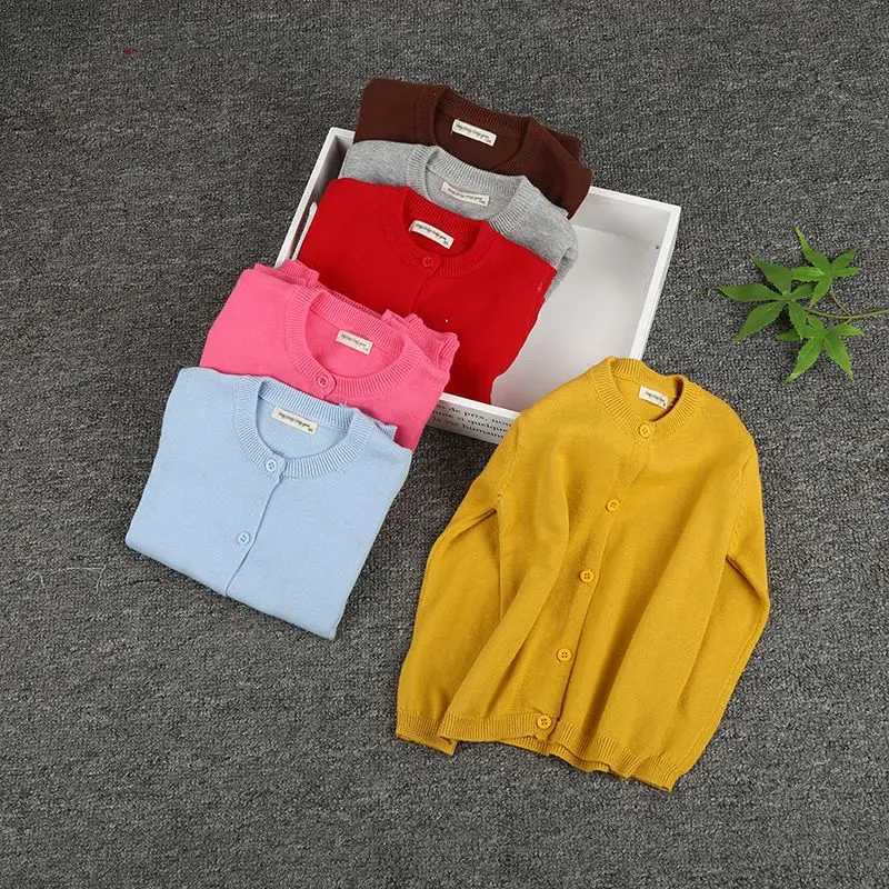 Autumn childrens sweater jacket baby warm knitted childrens cardigan wool sweater childrens boys and girls long sleeved pure cotton sweater jacket W24