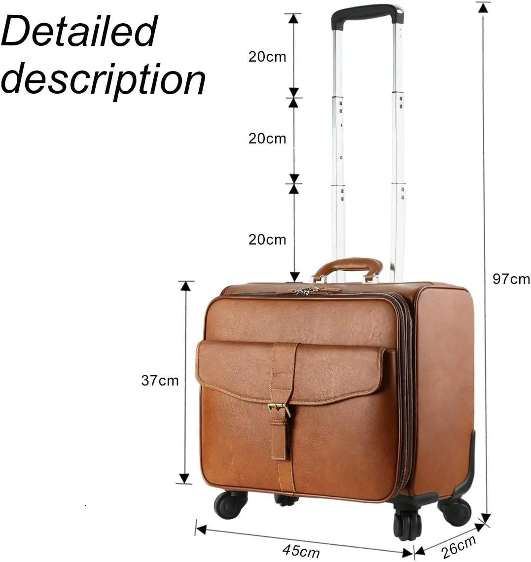 Leather Rolg Laptop Case Wheeled Briefcase Suitcase Roller Boarding 241021 ddf0 4