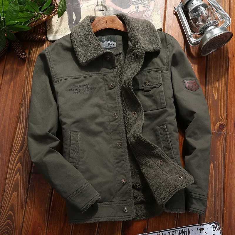 Winter cashmere jacket mens retro thick Flce thread warm wool collar Parka fashion brand windproof motorcycle jacket W241024