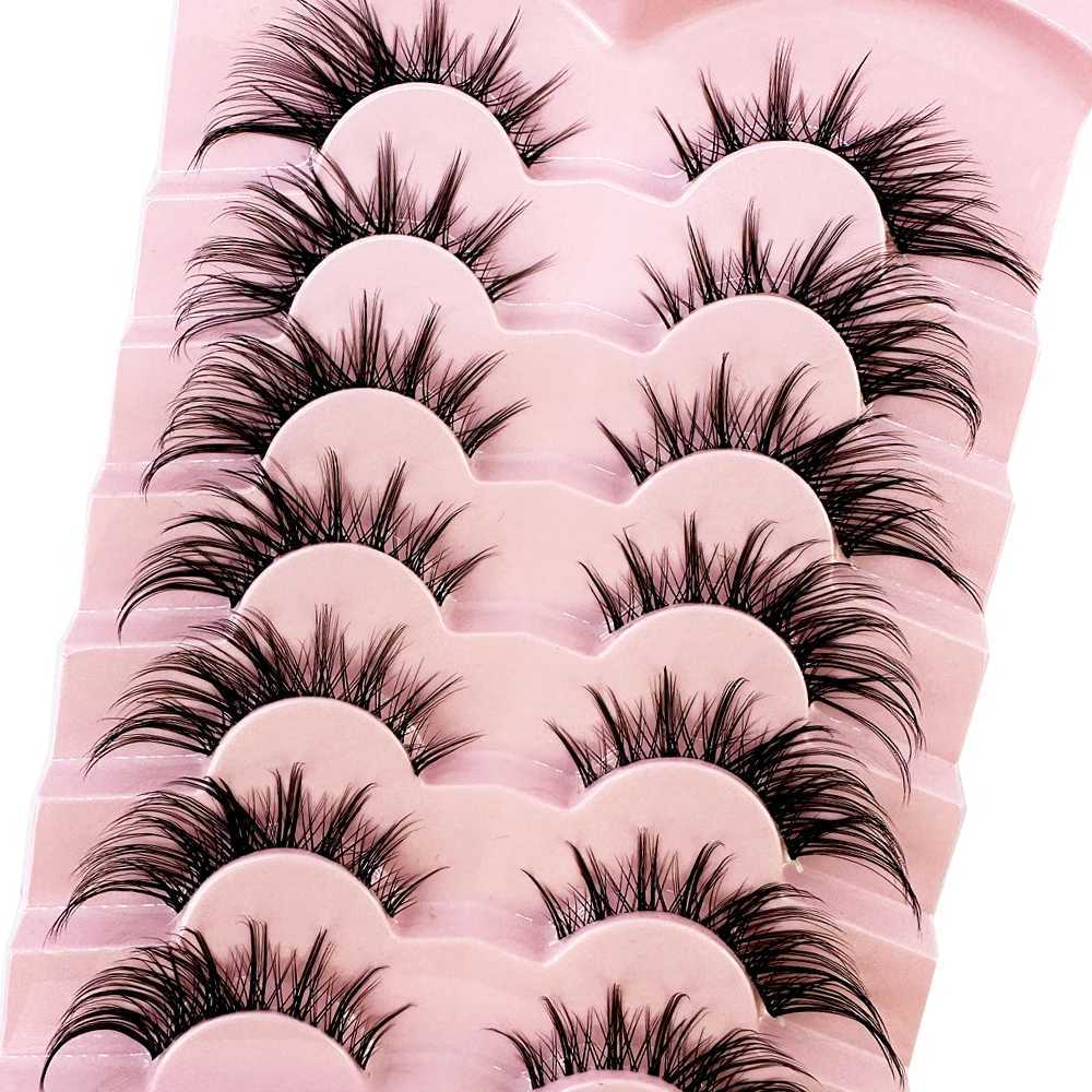 New 7 pairs of eyelash comics 3D transparent eyelashes with natural appearance Wispy mink eyelashes fluffy cat eye eyelash packs fake eyelashesW241024
