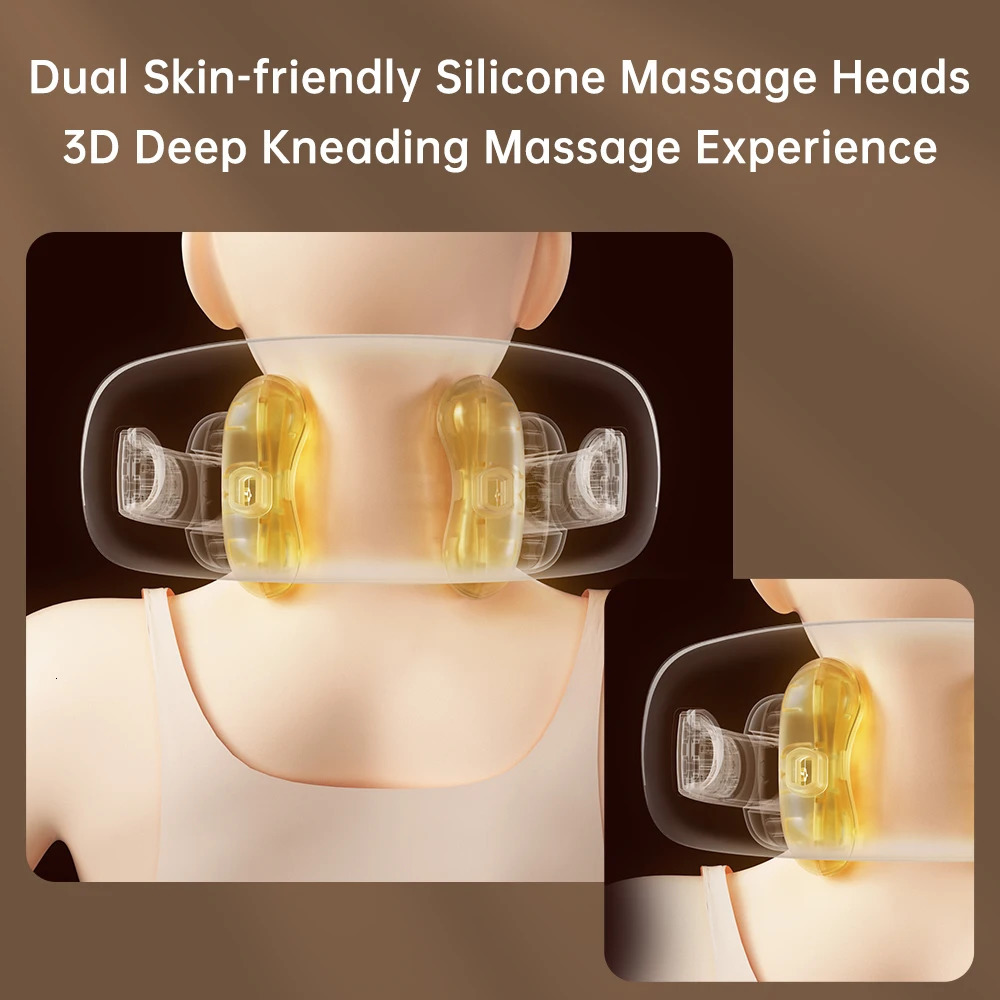 Cordless Neck Massagers with Heat for Deep Tissue Relaxation 3D Emulating Human Hand Skinfriendly Silicone Massage Heads Office 241024