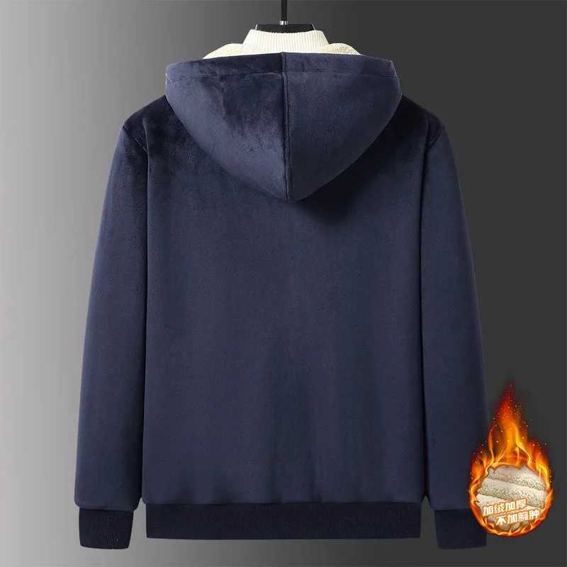 2024 Autumn/Winter New Solid Color Cashmere Hoodie Mens Casual Loose Thick High Waist Large Size Coat L-8XL W241024