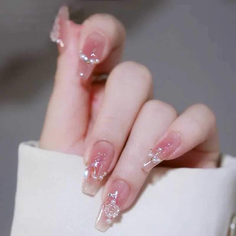 24Pcs Fake Nails Press On Tips Art Supplies Reusable Edhesive False For ABS Artificial Sith Adhesive Full Cover Nail AlmondXJ241128