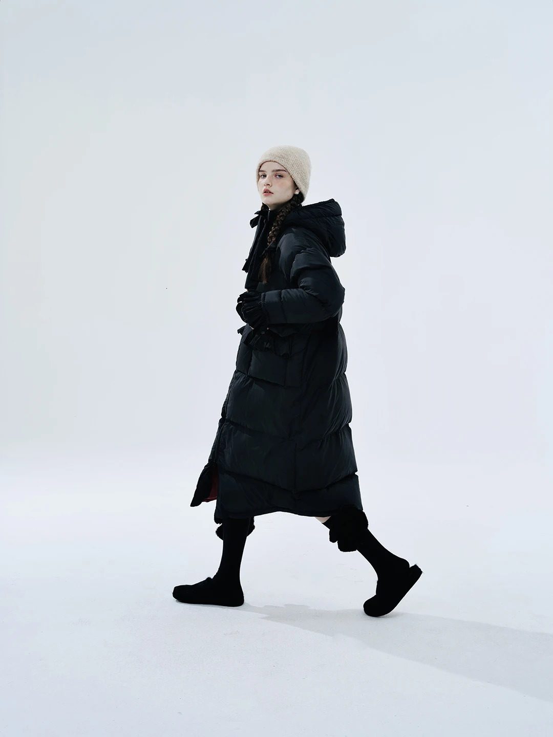 IMAKOKONI Original n Winter Thick Burgundy Medium length Down Jacket for Women 234382 241024