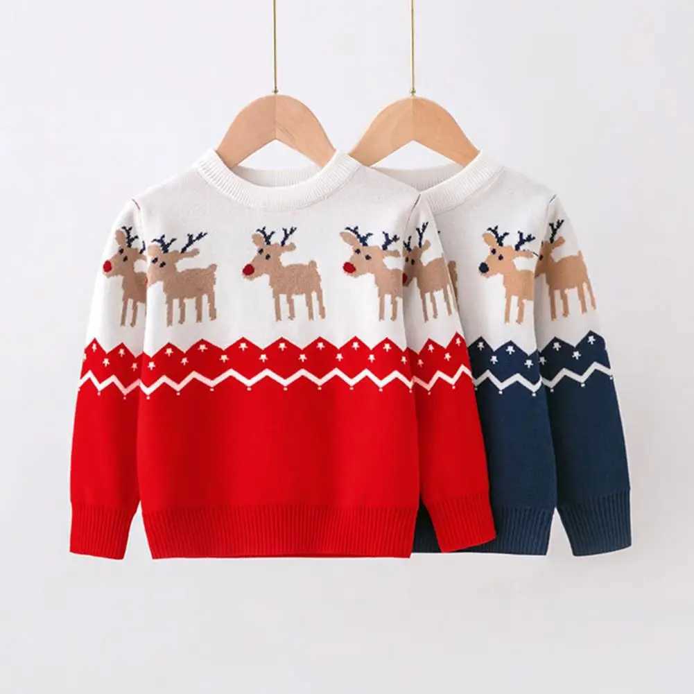 Childrens Christmas Sweater Comfortable Cartoon Design Childrens Christmas Sweater Boys and Girls Fun Winter Neutral New Years Sweater W241025