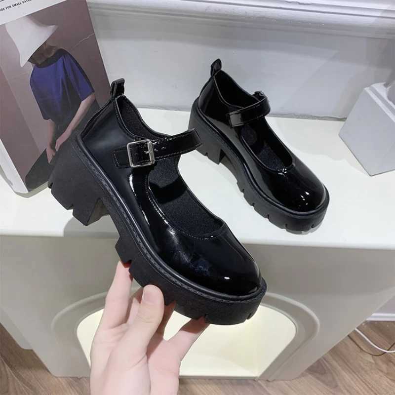 High Quality Lolita Shoes Japanese Style Platform Black High Heels fi Round Toes Mary Janes Leather Shoes Female Student Role Playing Shoes T241024