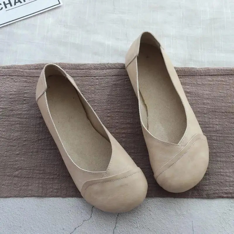 Leather retro flat shoes for women handmade leather cushioned summer casual shoes for women flat shoes for women 241024