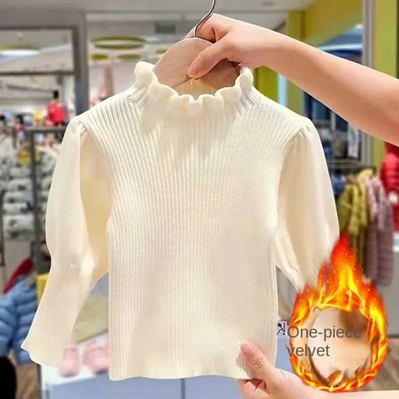 1-10 year old baby pre-school turtle neck girl sweater winter warm velvet bottom top baby knitted sweater jacket 2 3 4 5 6 W241025