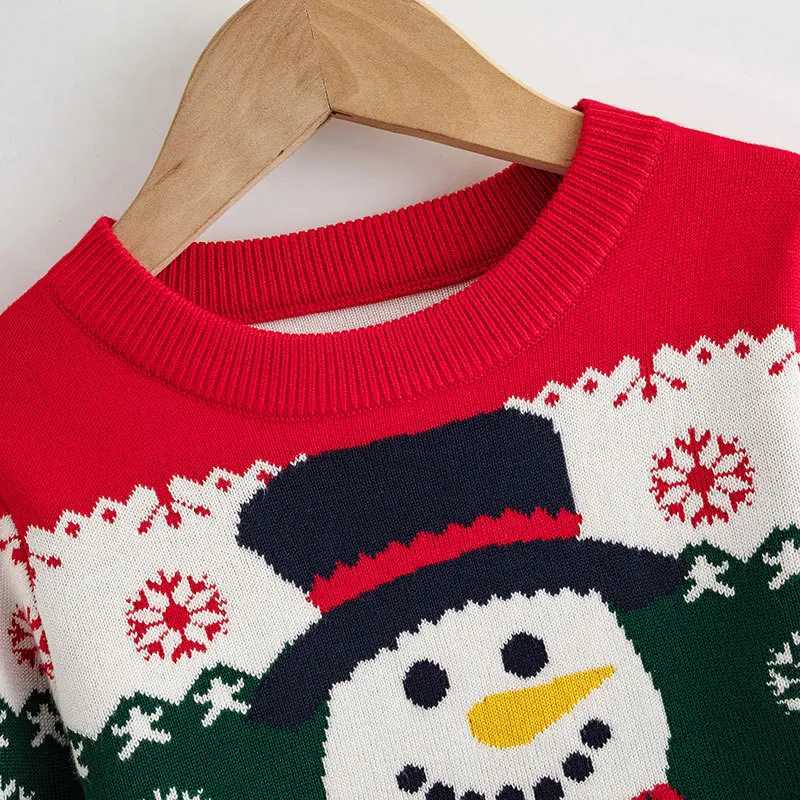 Autumn and Winter Childrens Christmas Cartoon Snowman Sweater Girls Basic Pulling Flower Knitted Sweater W241025