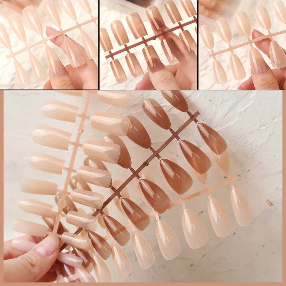 Solid Color Fake Nails Gel X Tips Extension System Full Cover Sculpted Almond Stiletto False Nail Tips 360pcs/bagXJ241025