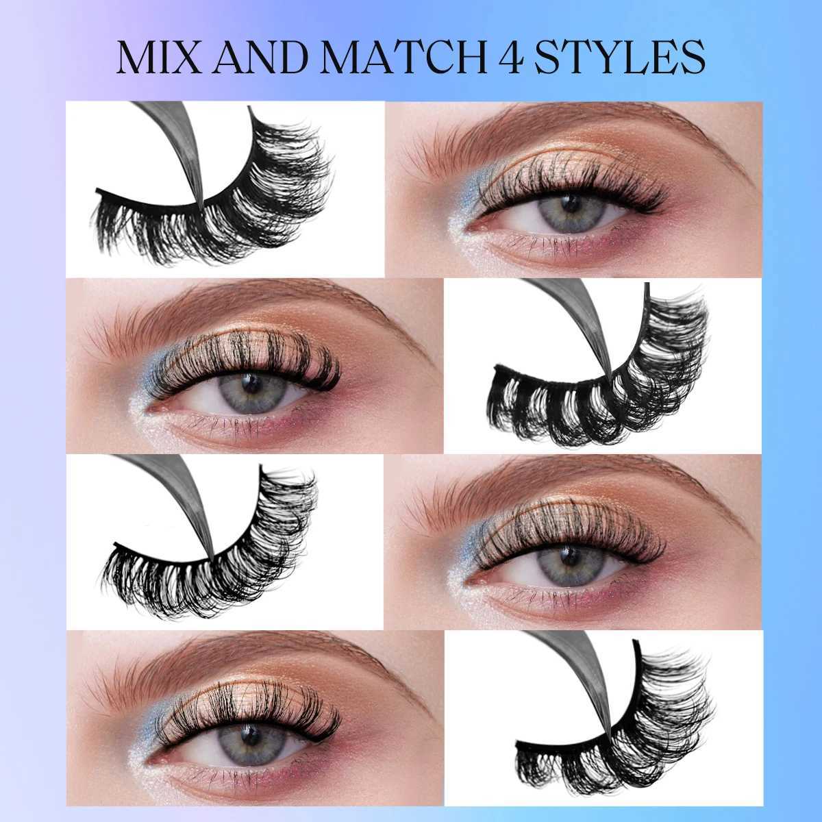 Russian striped eyelashes 5/10/20 pairs fluffy mink eyelashes 3D false eyelashes Russian eyelashes D curly false eyelashes makeupW241024