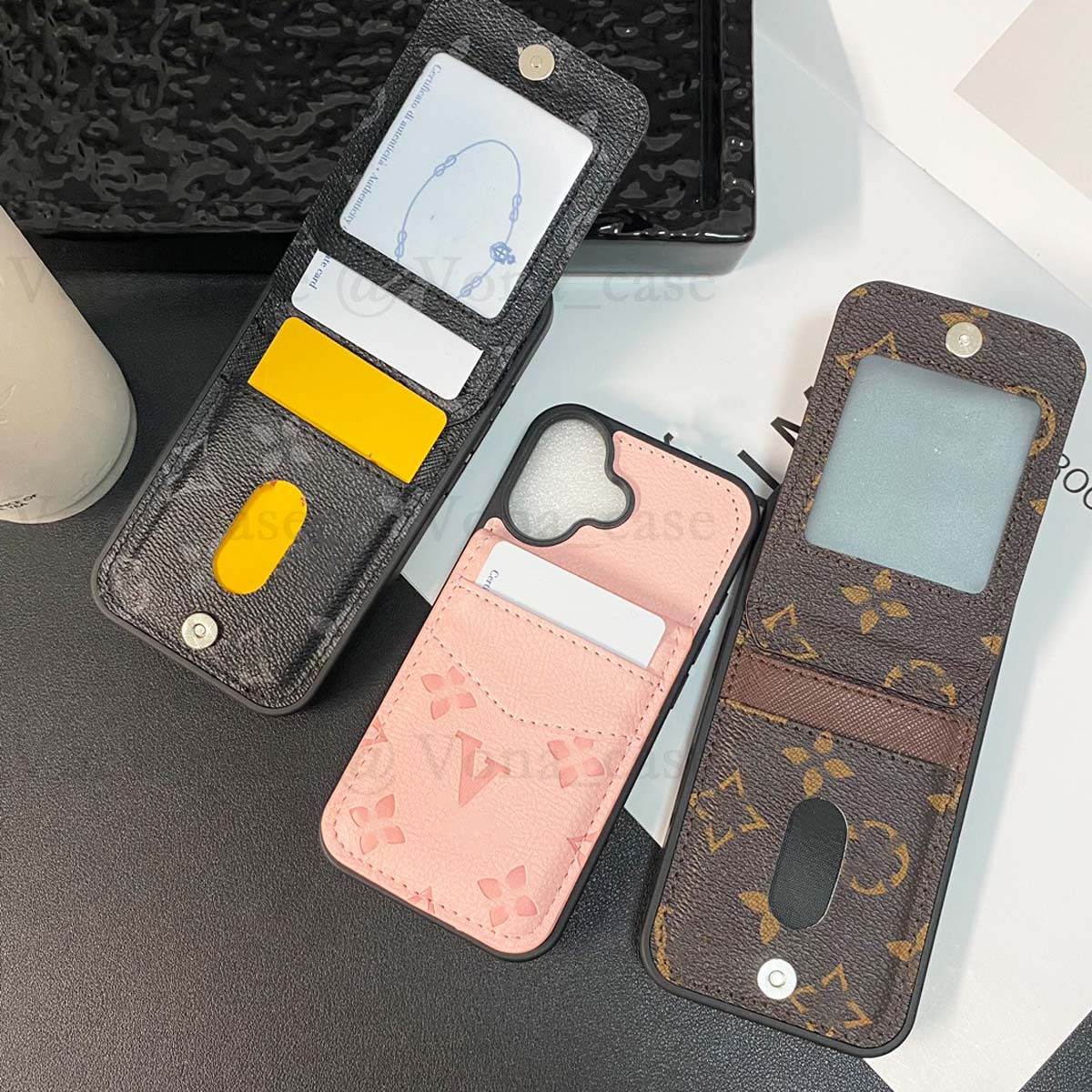 Designer Phone Case for iPhone 16 Pro Max Wallet, Luxury Phone Case Leather 16 15 Plus 14 13 12 11 Pro for Women Men Shockproof Ultra Slim with Card Holder Flip Wallet Cover