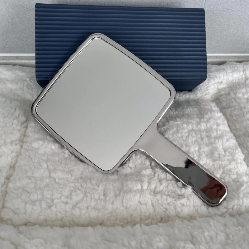 Electroplated Handle Makeup Mirrors Beauty Portable Round Hand Square Small Make Up Mirror 241024