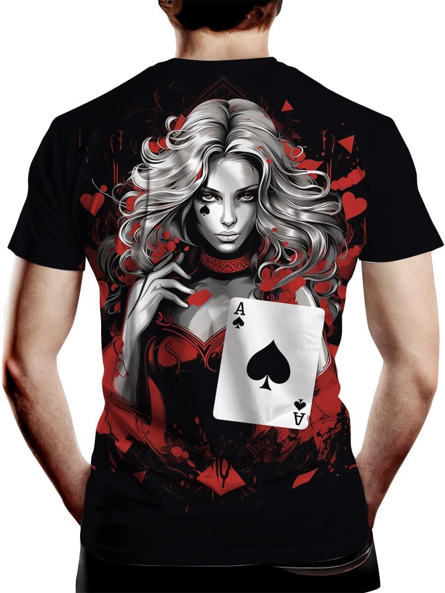 Mens T shirt Men's Novelty T-Shirt Madam Holding Poker Print Sporty and Casual Tee Top tee Casual tops summer clothes Hip hop trend