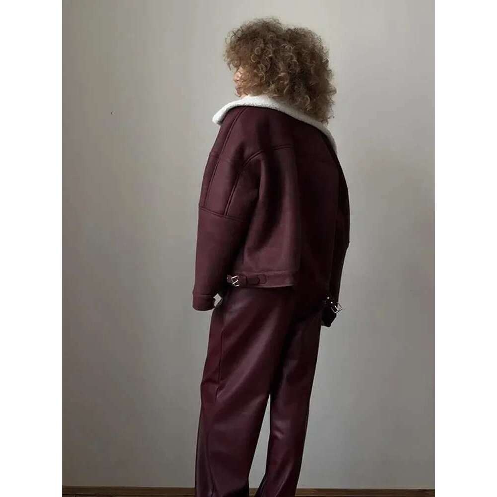 Women Fashion Polar Fleece Ing Suede Jacket Vintage Bury Laple Long Sleeves Zipper Coat Autumn Winter Lady Warm Outwears