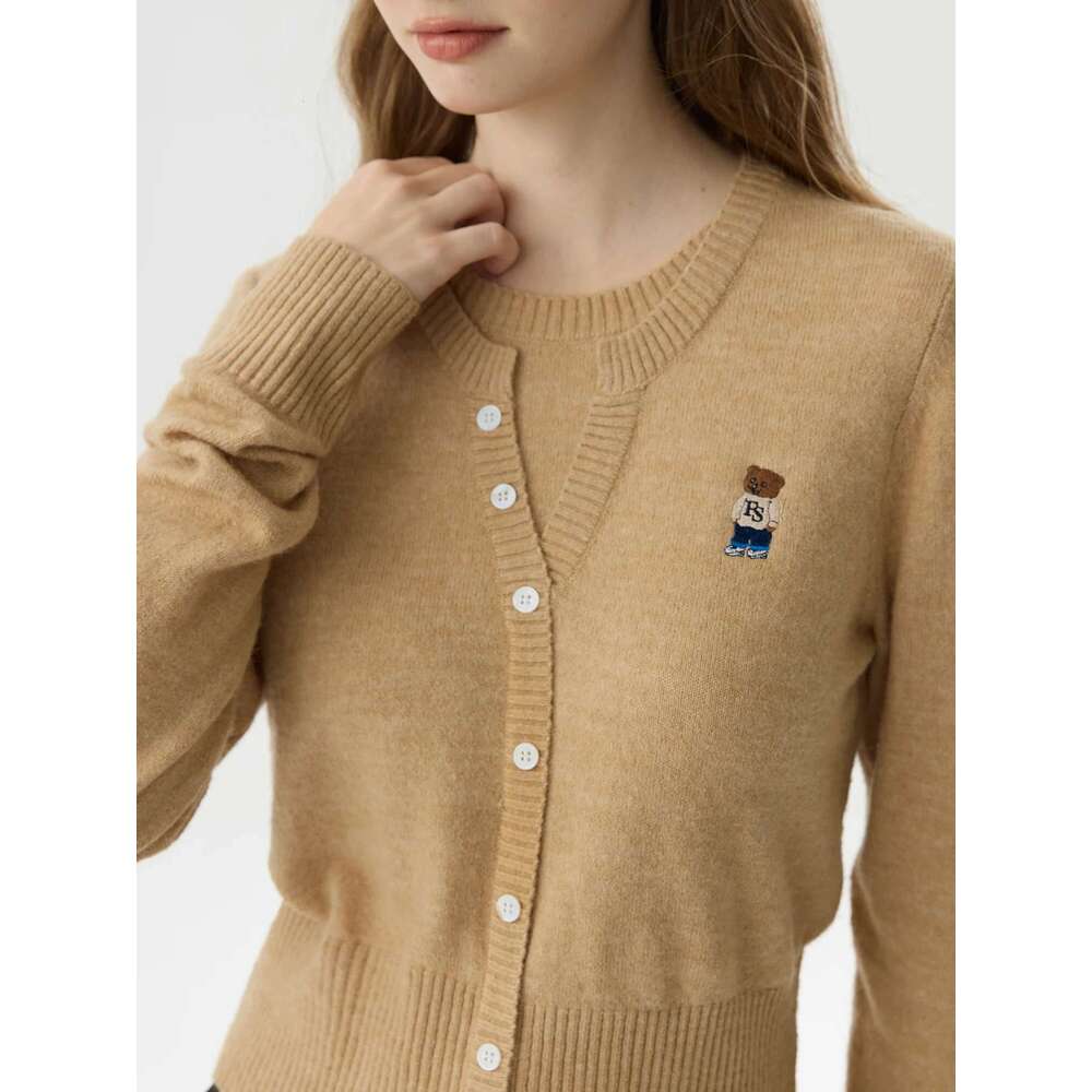 FSLE 18.9% Sheep Wool Fake Two Pieces College Style Women Knit Pullover 2024 Autumn Winter New Design Sweater 24Fs14021