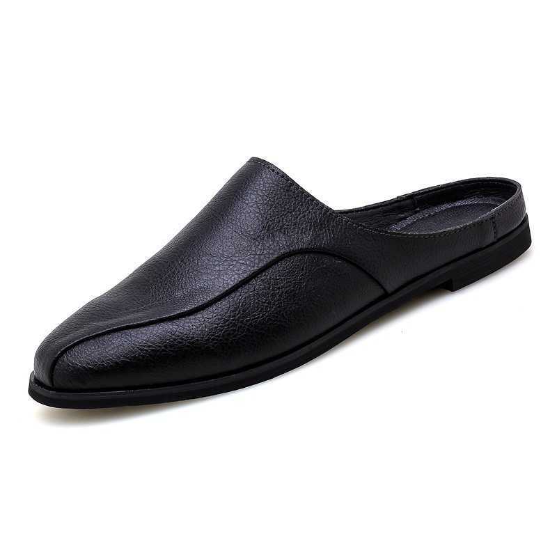 Men Dress Shoes Summer Mens Small Leather Shoes Fashion Casual Shoes One Step Lazy Half Slippers Dressing Slipper 241009