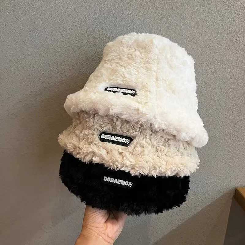 Autumn Winter Plush Bucket Hat Women Thicken Warm Fisherman Hats Korean Version Fashion Sunscreen Basin Caps 2024 NewX241025